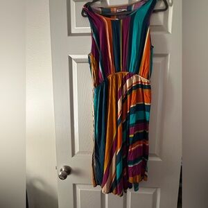 Colorful Striped Midi Dress